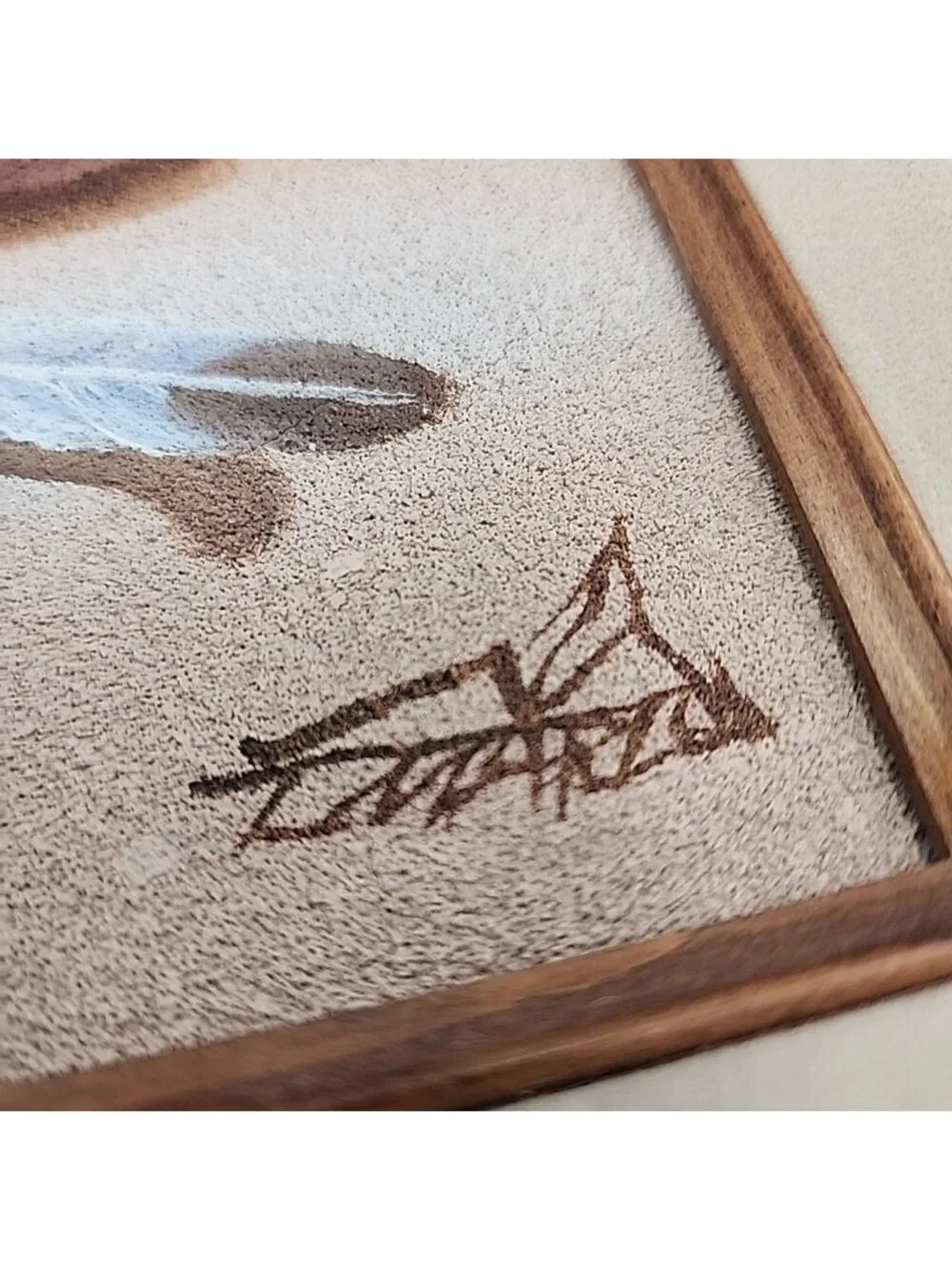 Vintage Framed Sand Painting Acoma Pueblo Native American Pottery Artist Signed